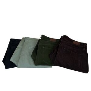 LAND'S END Size 14 MidRise Straight Leg Pants Maroon Green Black Sage